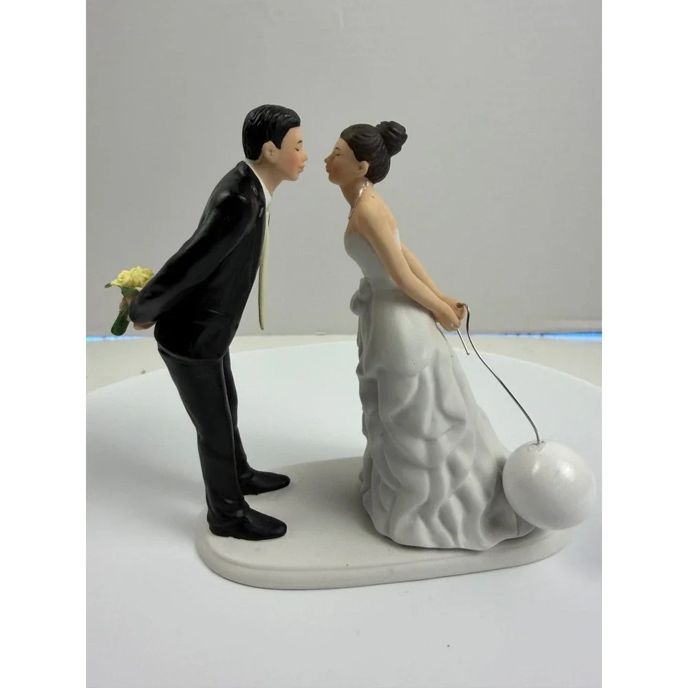 Weddingstar Ball and Chain Funny Wedding Cake Topper Porcelain Figurine Rare